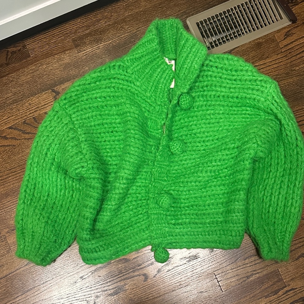 Anthropologie Chunky Knit Green Cardigan